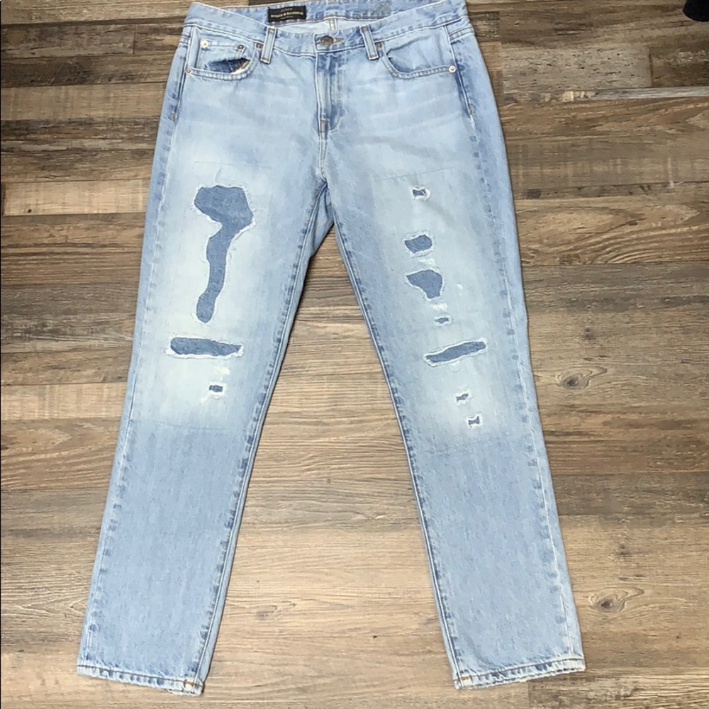 J. Crew broken in boyfriend patched jeans size 28